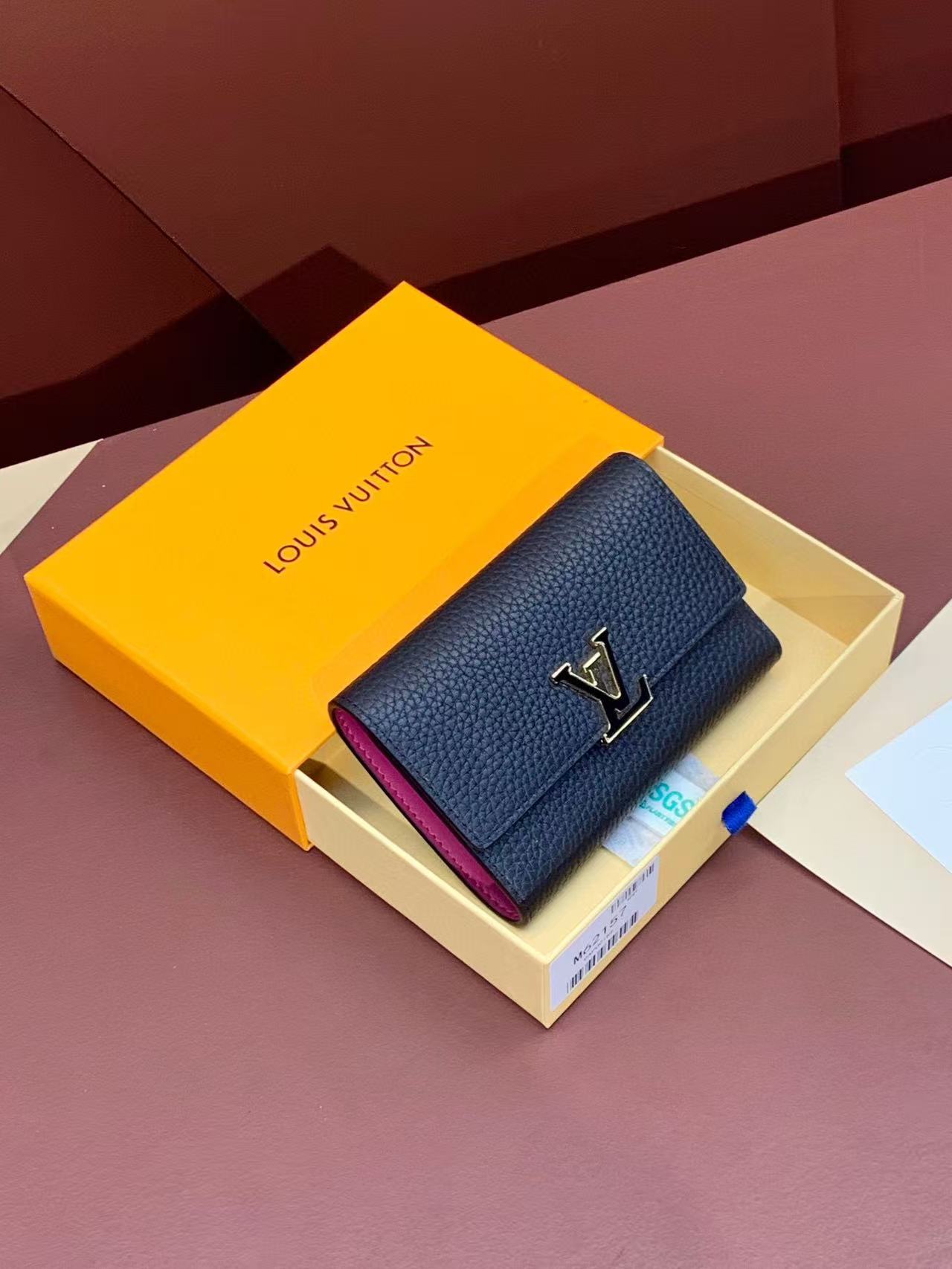 LV Clutch Bag Black with Violet Inside