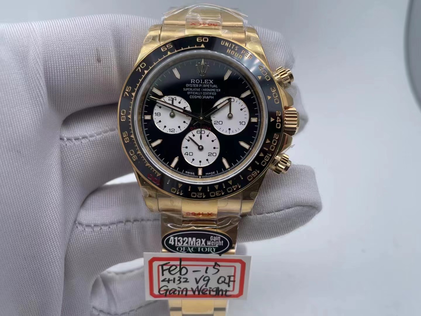 ROLDYT0632 - Daytona 126528 YG/YG Blk/Wht/Stk 904L QF V9 QF4132 Starting at: $858