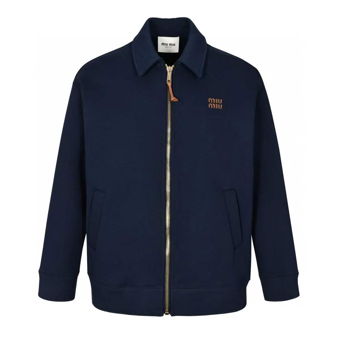 ABF Miu Miu Cashmere Zip Cardigan in Navy