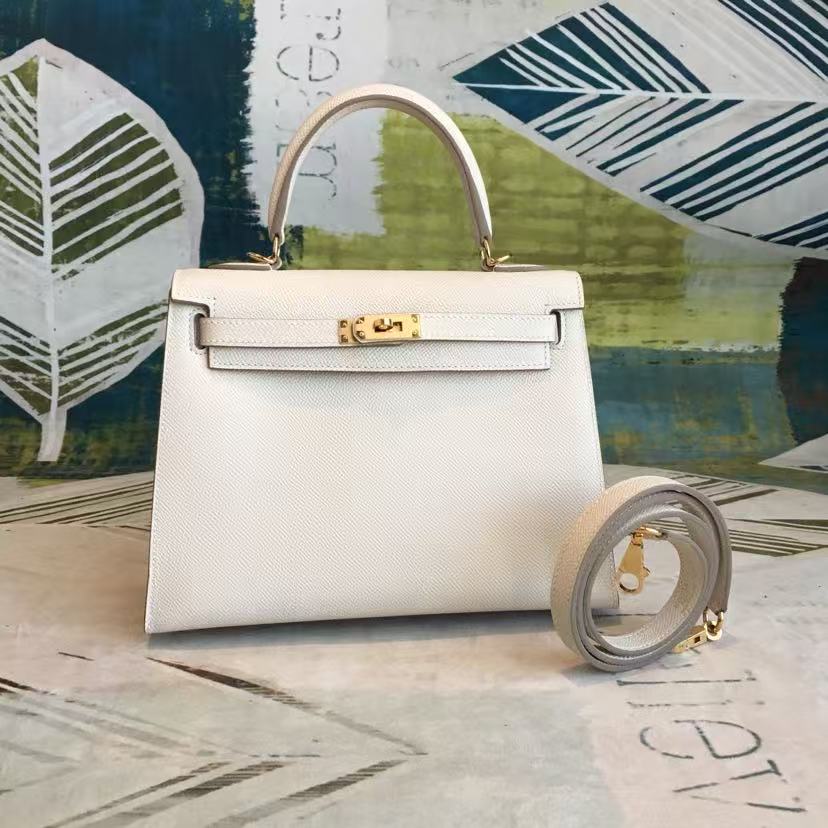 ABF Hermes Kelly 28 Ecru Epsom Leather Gold Hardware