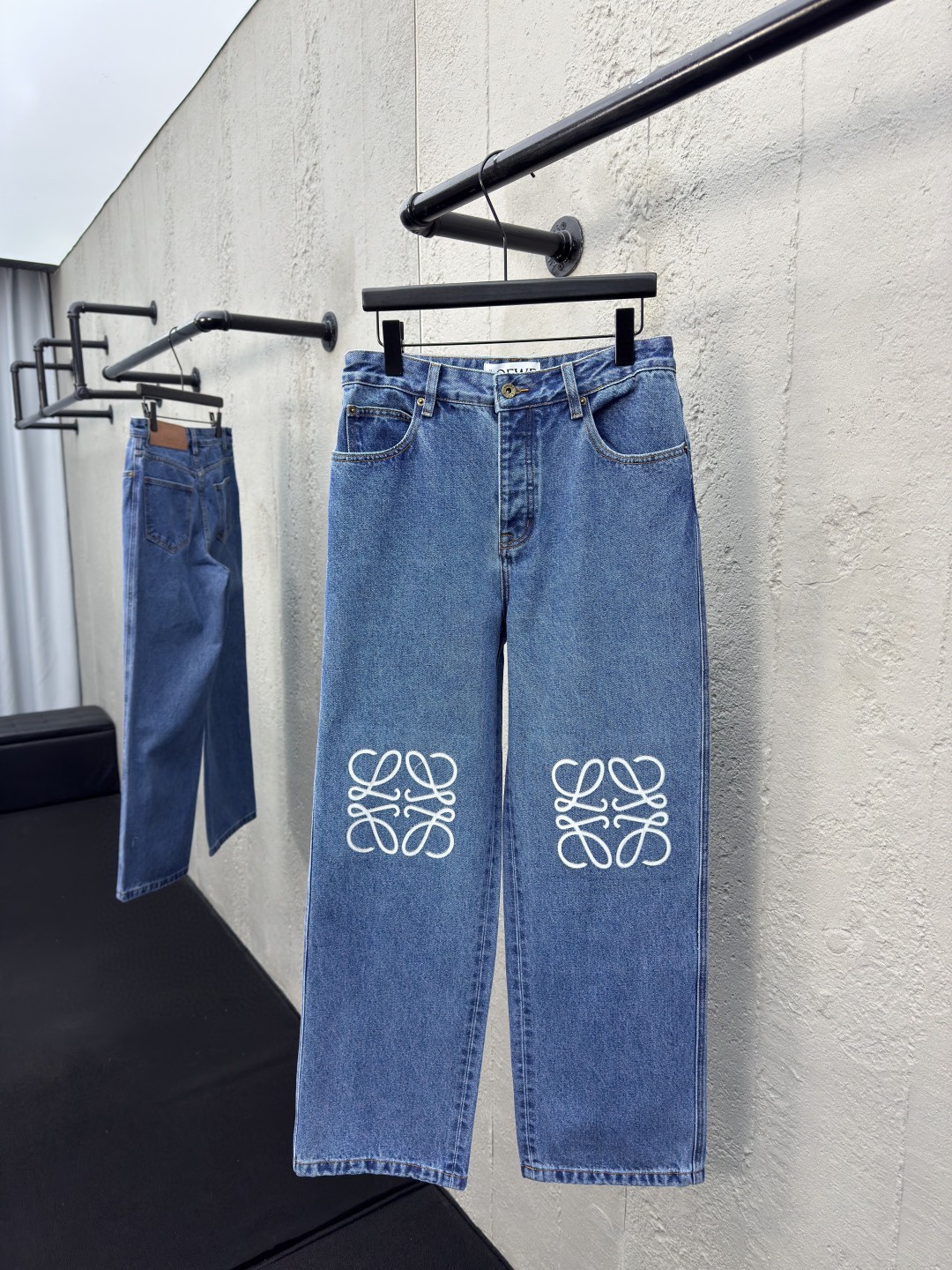ABF Loewe Product Blue Anagram Knee Jeans
