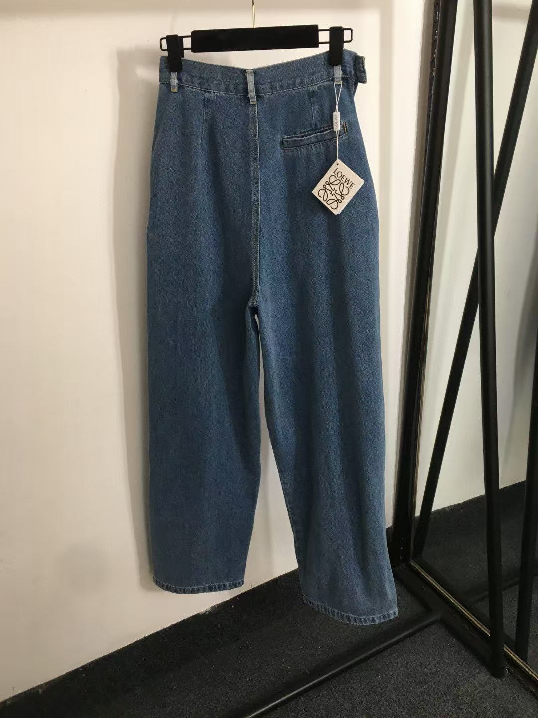 Loewe Women’s Draped Jeans in Denim Wide Leg Jeans
