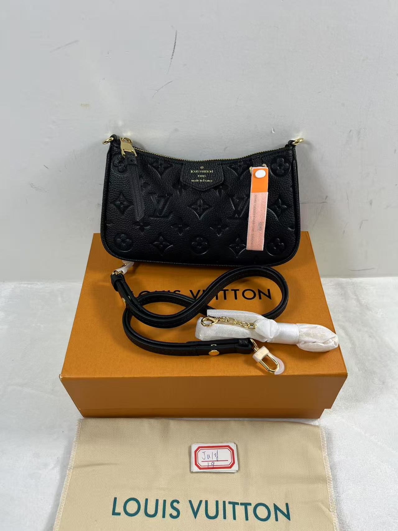 LV M80349 Easy Black Pouch On Strap 19cm
