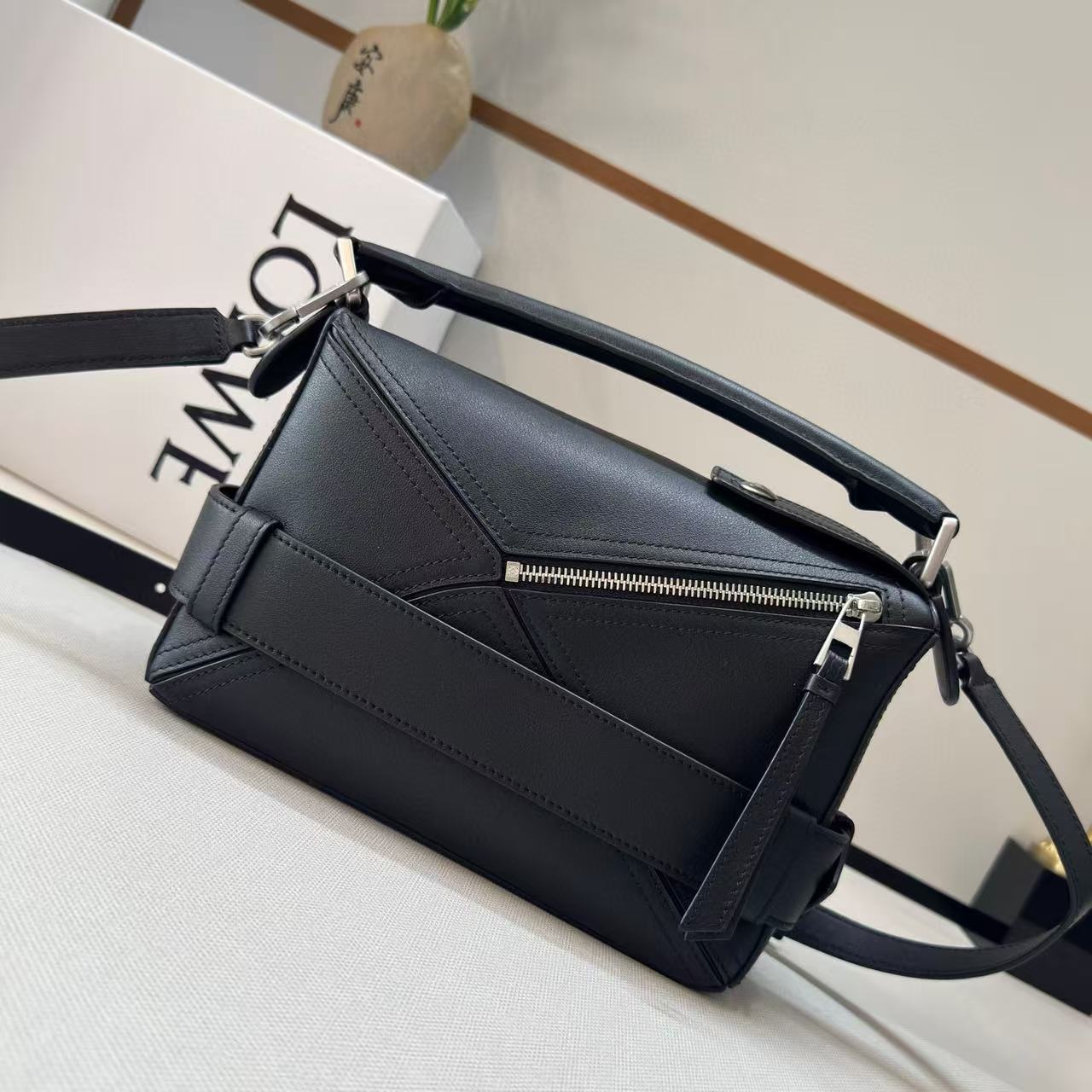 Loewe Small Puzzle Biker bag in shiny calfskin