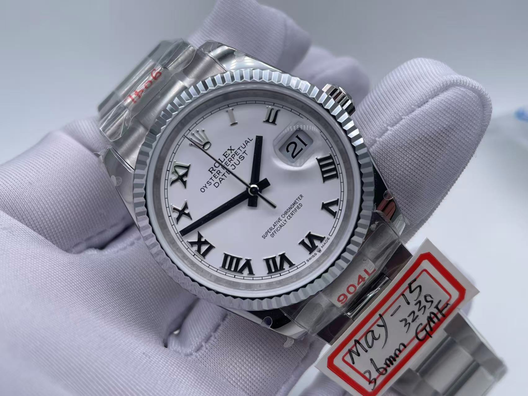 RDJ0357D - DJ 36mm Jub Flt 904L SS/SS Wht Rmn GMF A3235 $468
