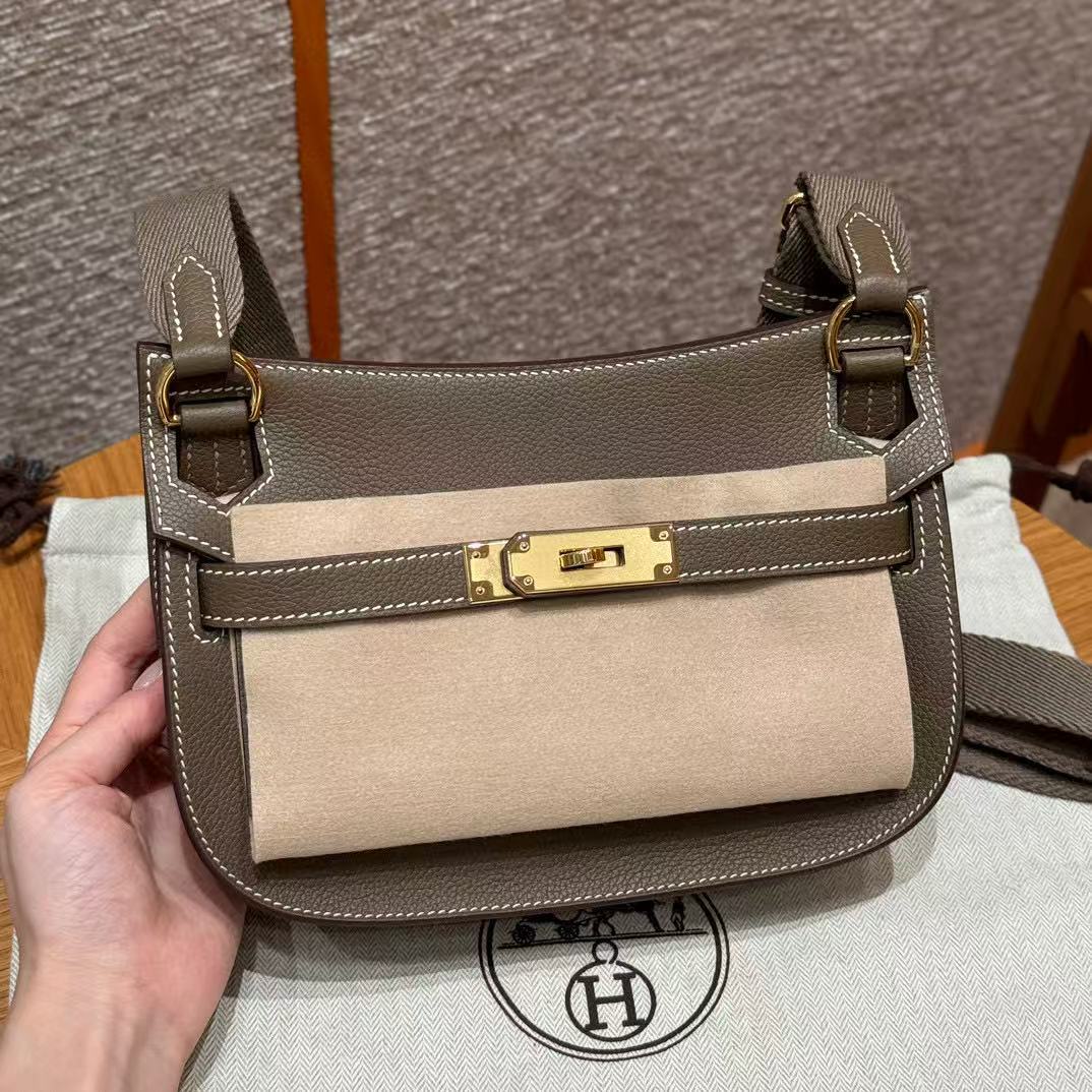 16 May ABF Hermès Hermes Evercolor Leather Jypsiere Mini Shoulder Bag Brown