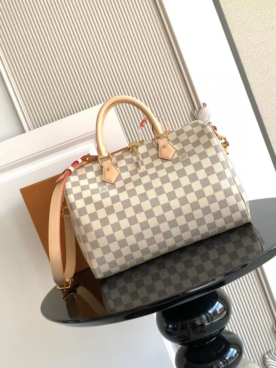 LV Speedy Bandouliere 30 Damier Azur