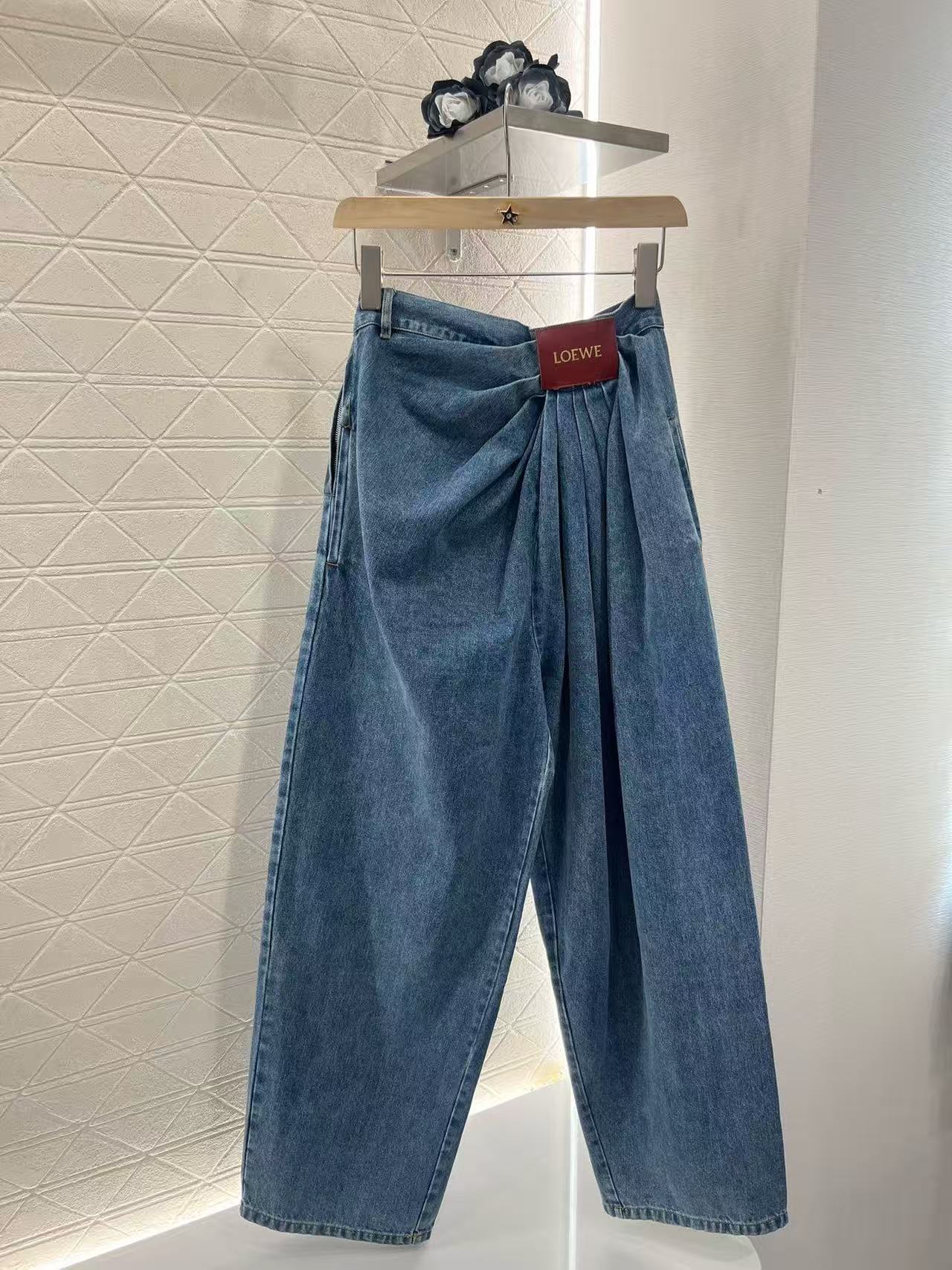 Loewe Draped jeans in denim indigo Blue