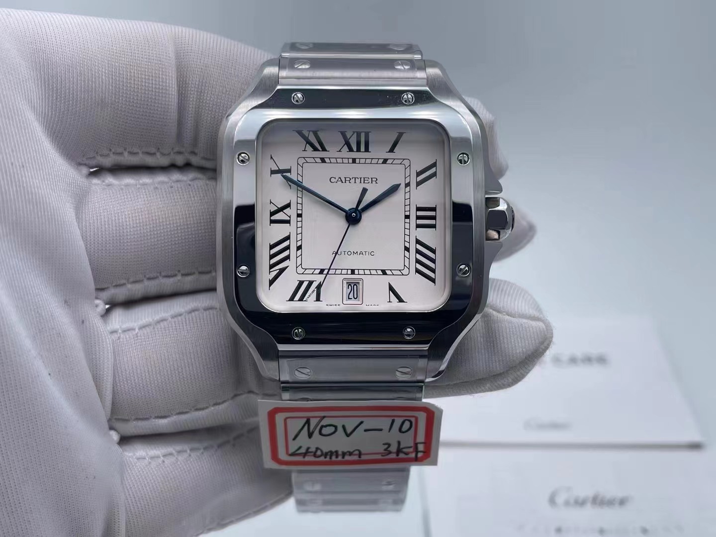 CAR0470E - Santos De Cartier Mens XL SS/SS White 3KF MY9015 $488