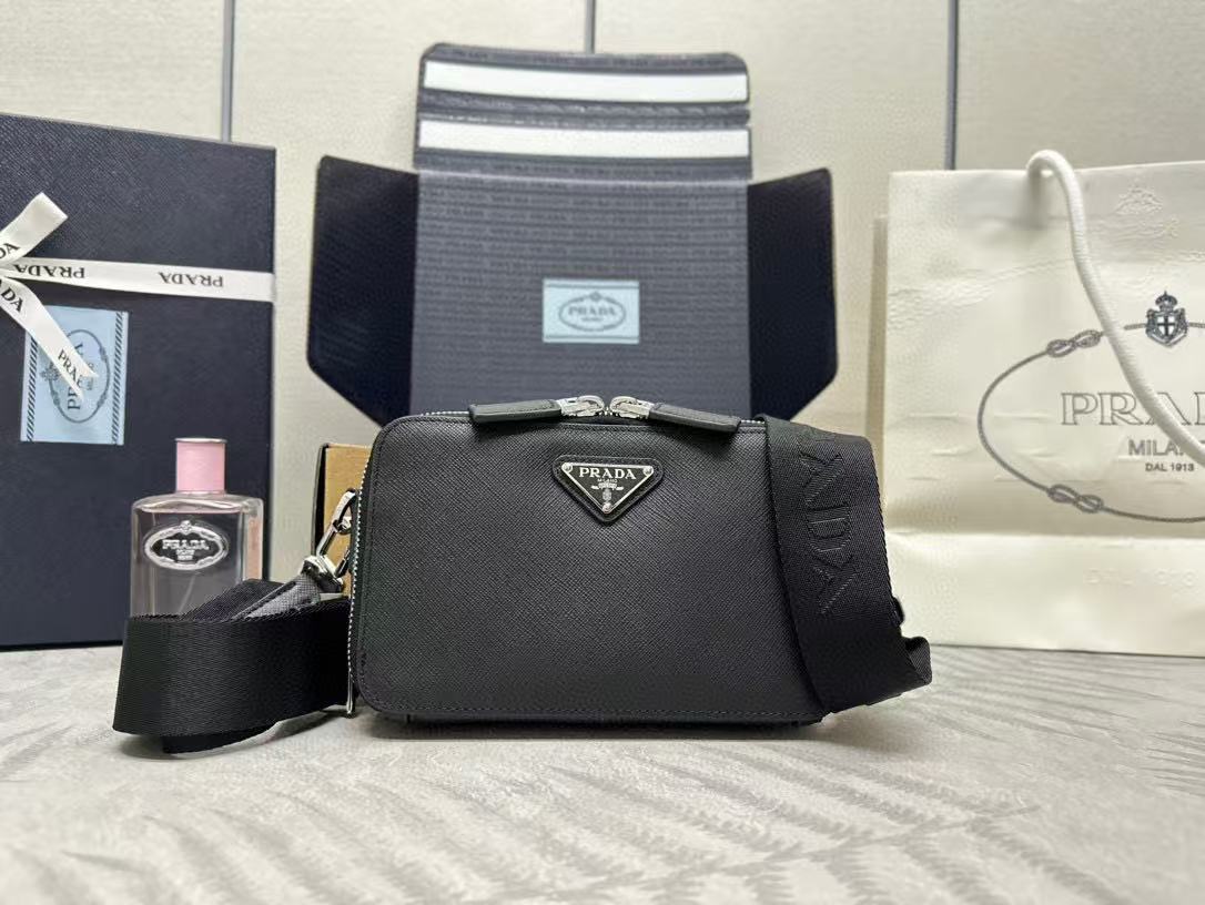 Prada Navy  Brique Re-Nylon and Saffiano leather Black bag