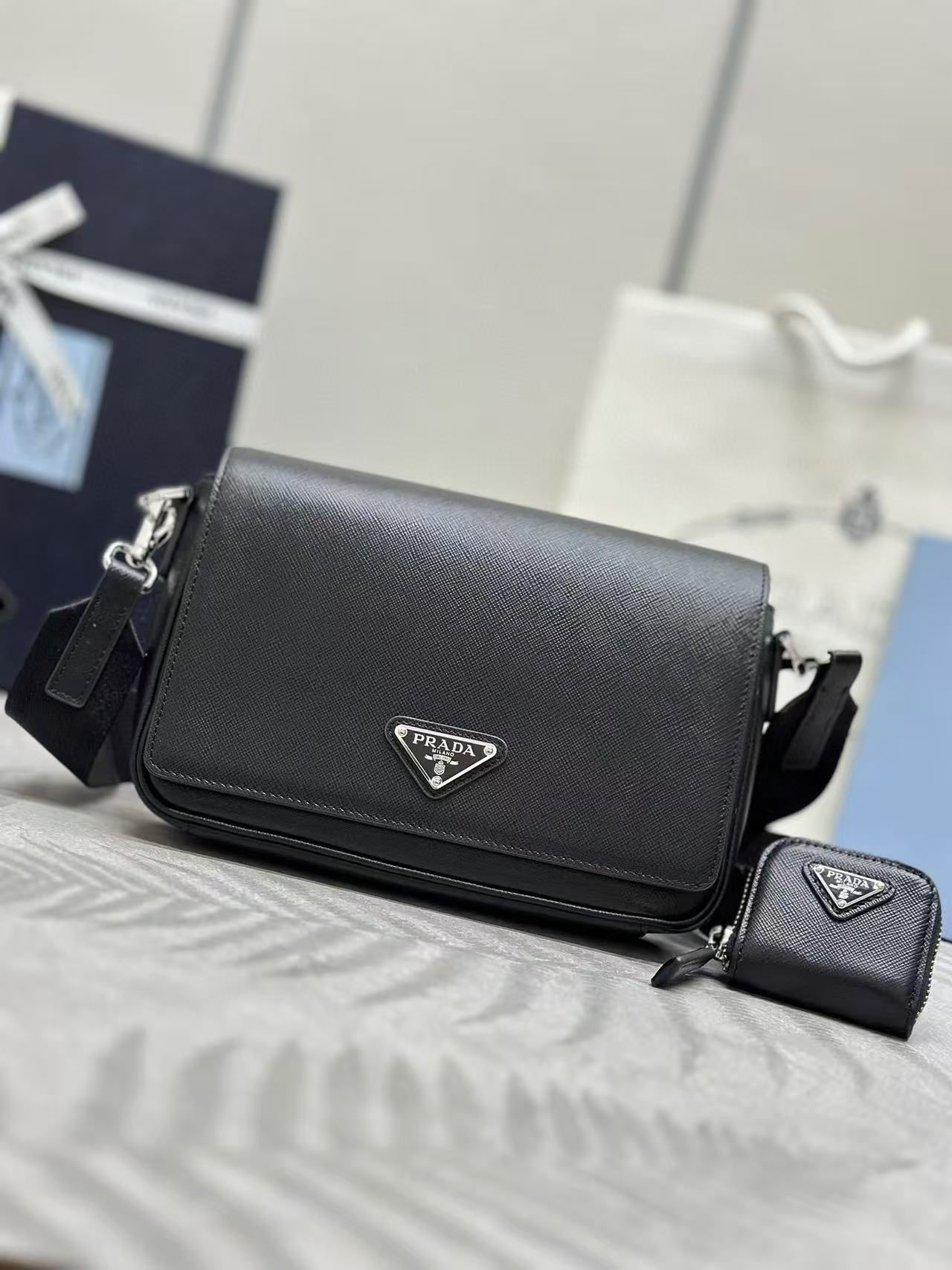 Prada Black Saffiano Leather Shoulder Bag