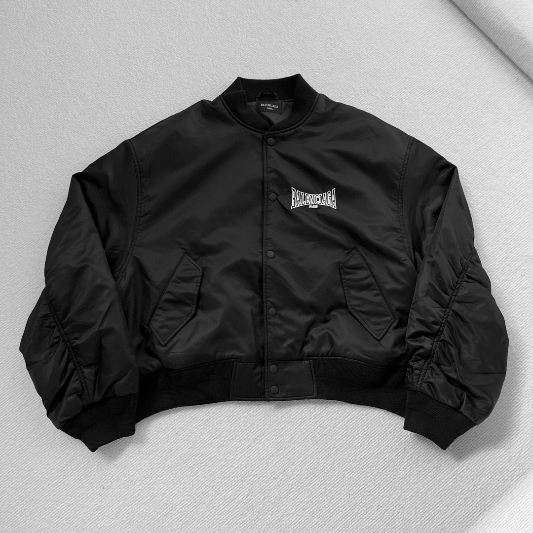 Balenciaga Nylon Bomber Jacket Black