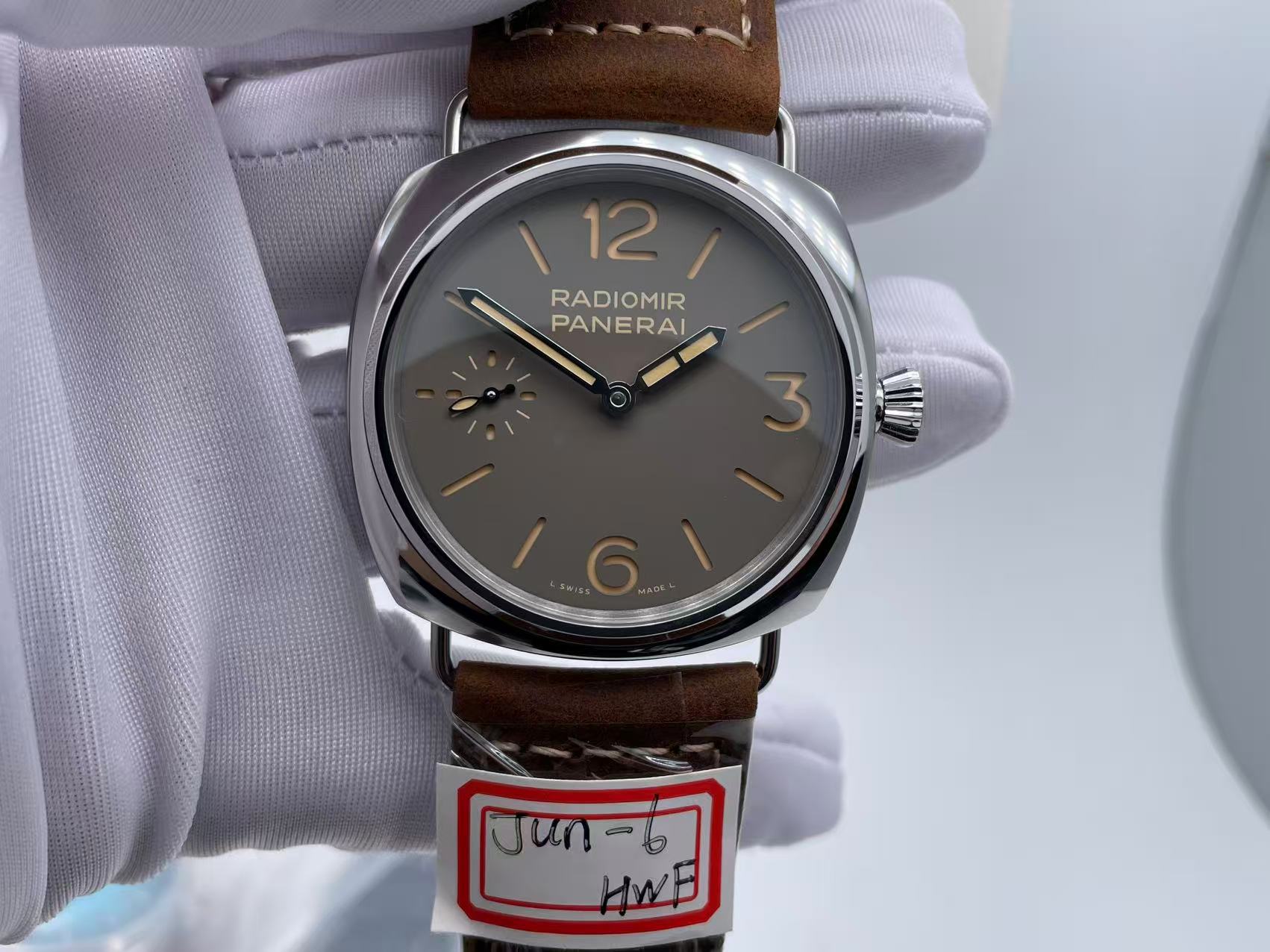PAM1384 HWF 1:1 Best Edition Gray Dial On Brown ASSO Leather Strap A6497