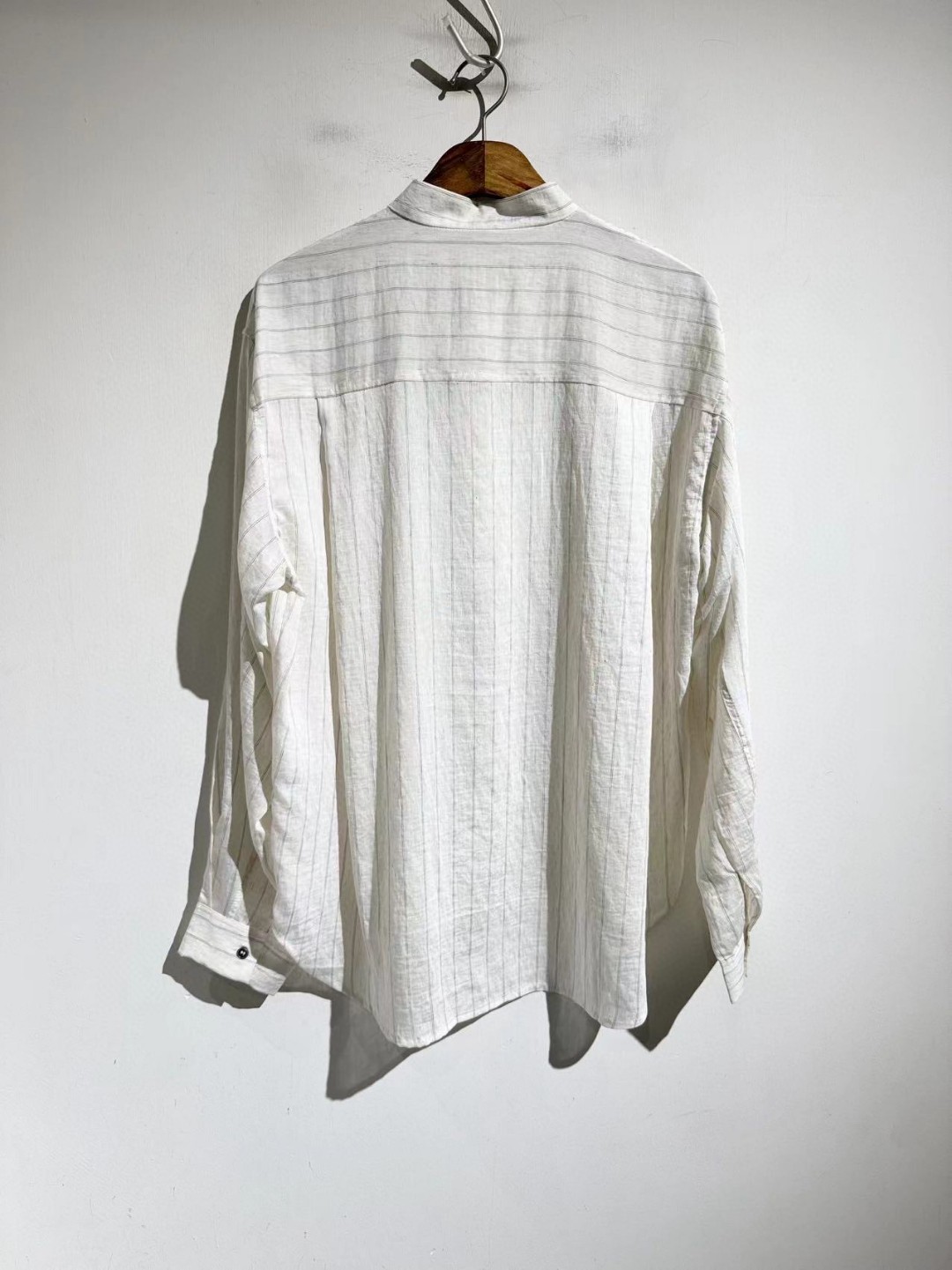 Loewe Shirt off white long-sleeved Mandarin collar partial button placket