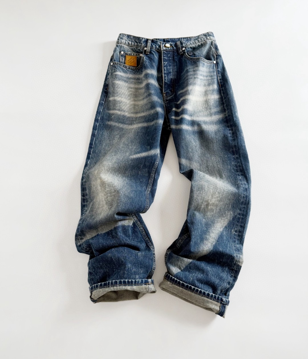 LV Vintage Washed Straight Jeans Blue