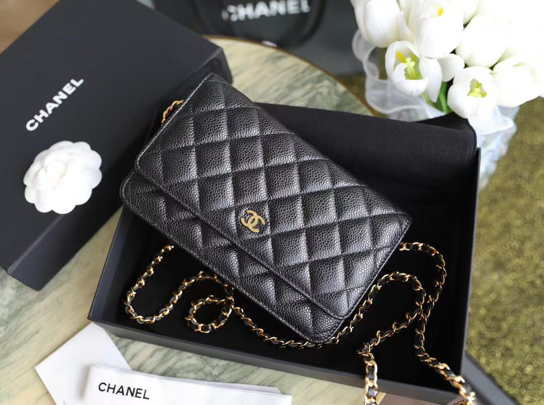 9 Jun ABF Chanel Black Caviar Quilted Wallet