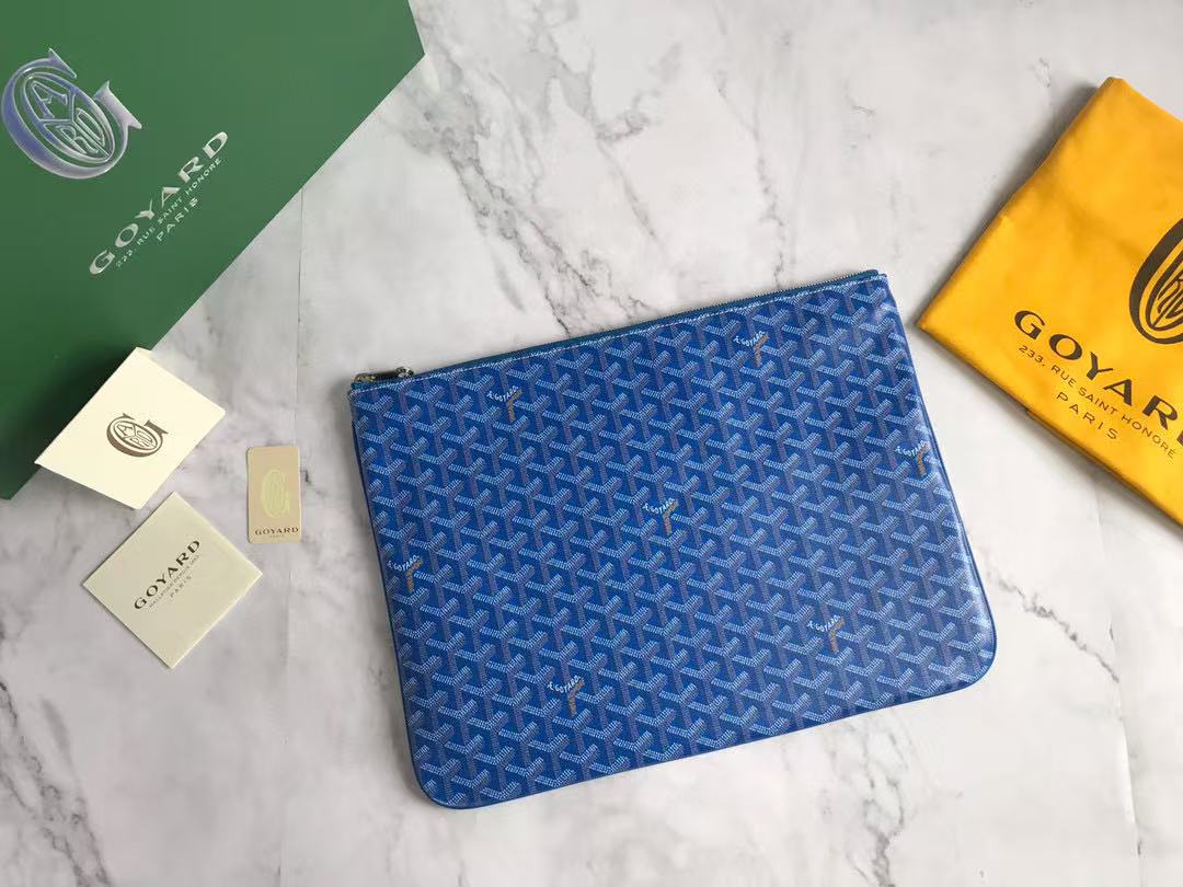 9 Jun ABF Goyard Blue Coated Canvas Clutch Bag