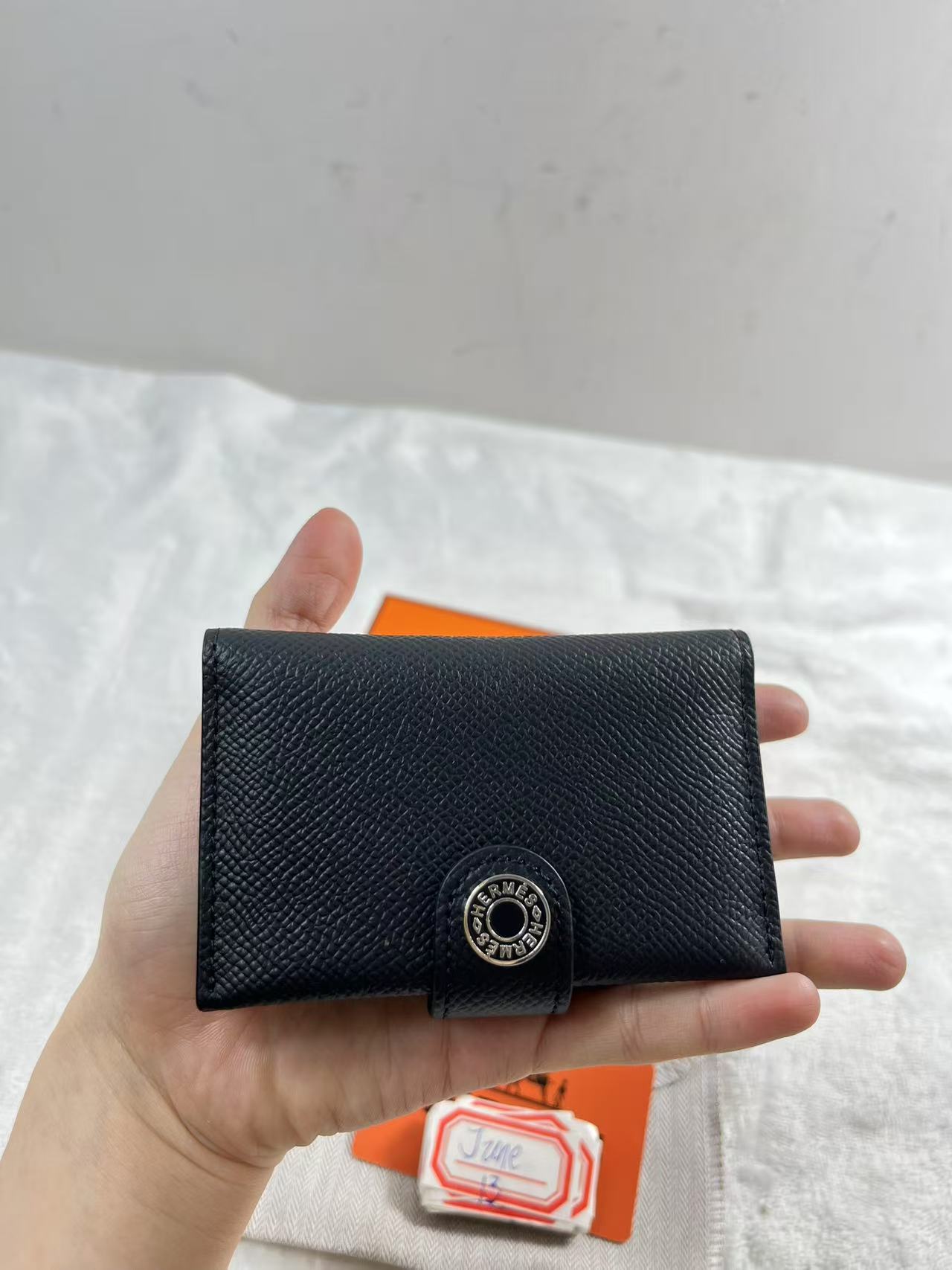 13 June ABQ Hermès Card Holder: Navy Leather
