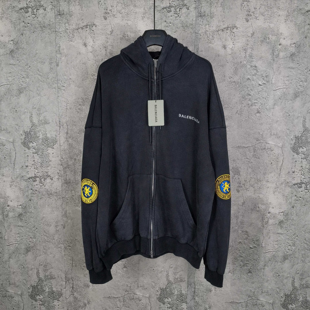 Balenciaga Uniform-Patch Hoodie Black