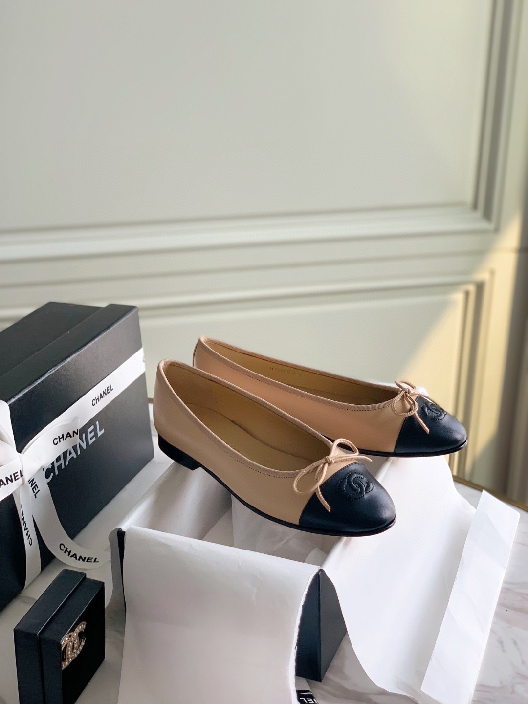 16 Jun ABF CHANEL ballerina ballet cap toe flats shoes