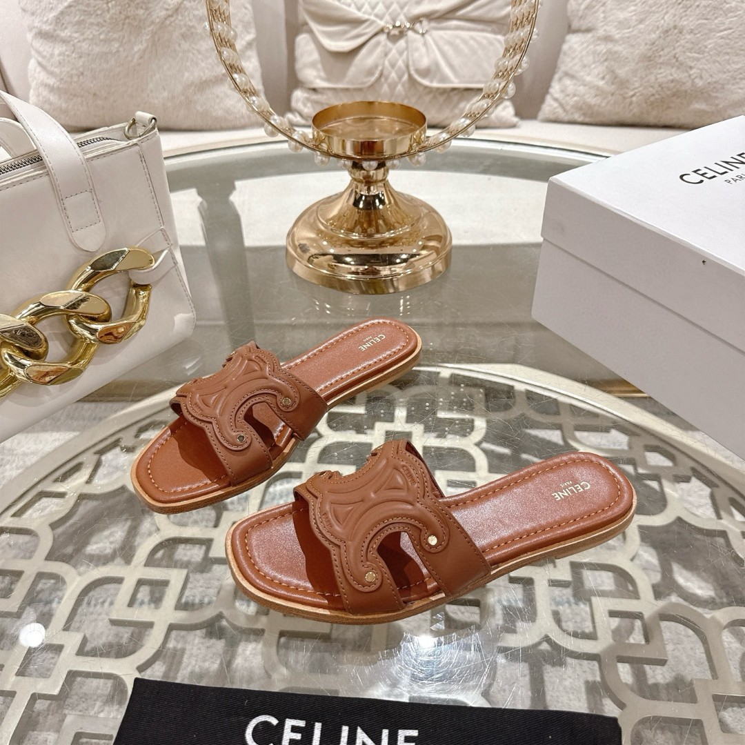 18 June ABF Celine Brown Leather Slippers