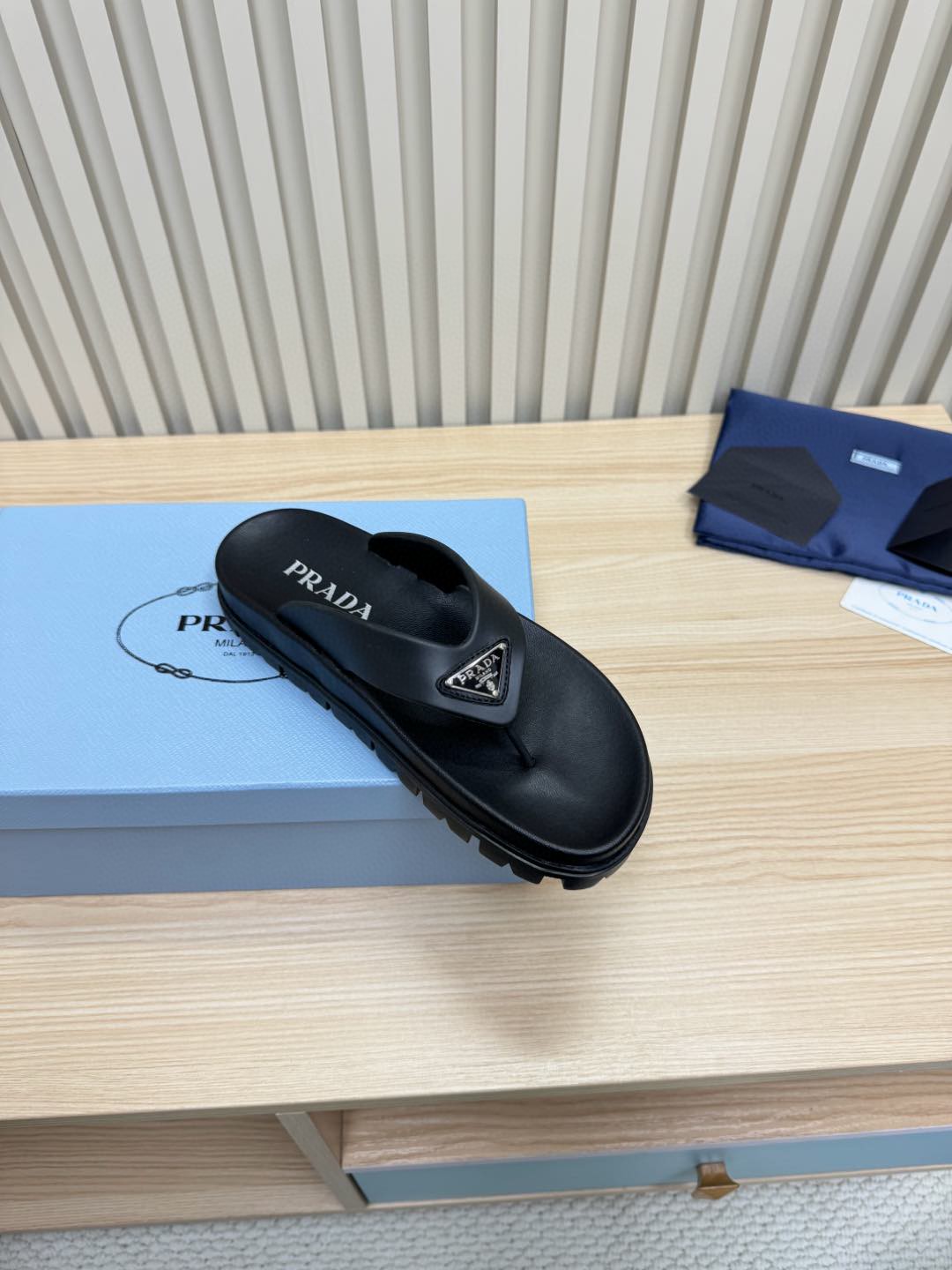 20 Jun ABF Prada Black Rubber thong sandal