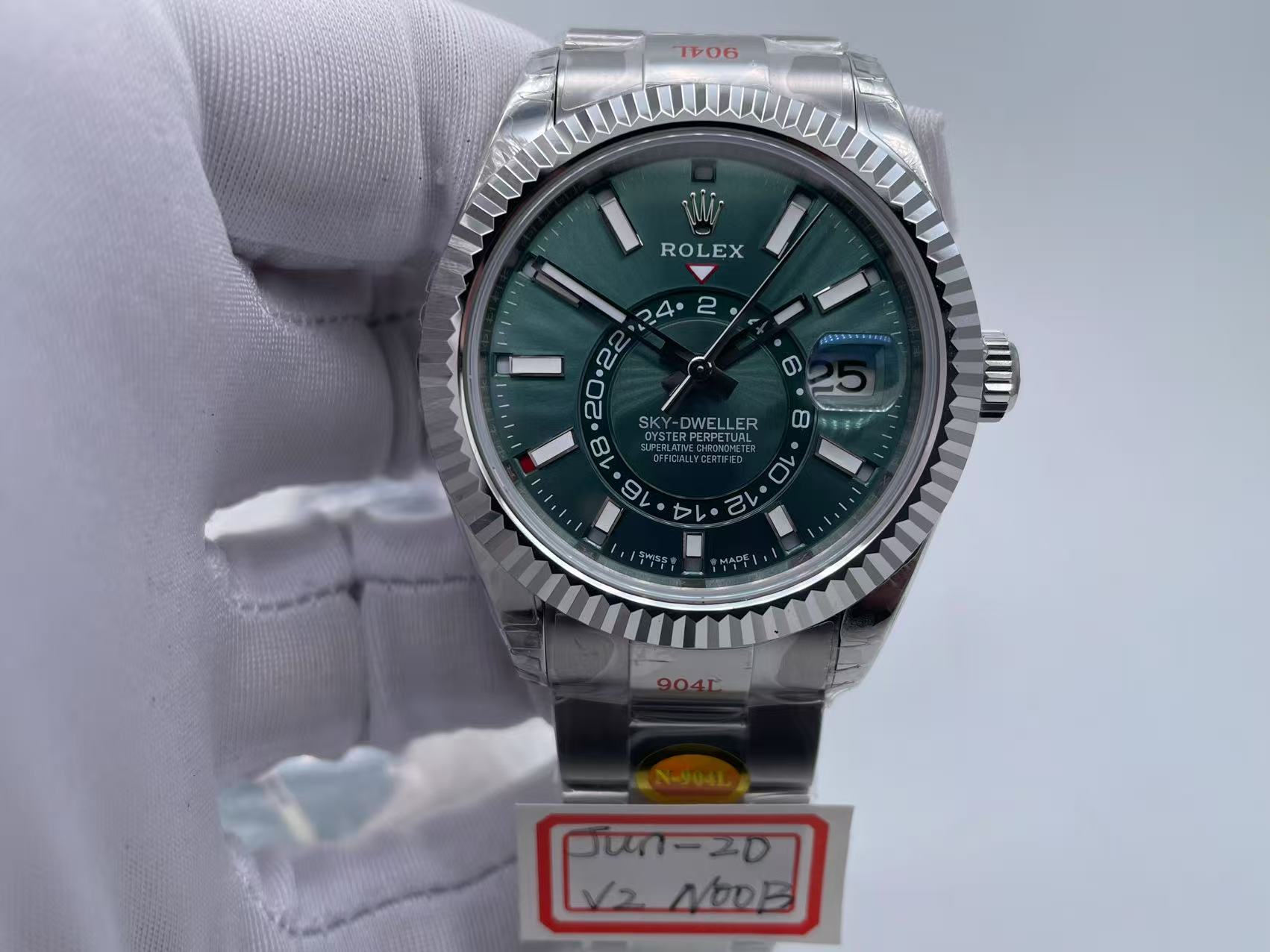 Noob Sky dweller SS Green dial Oyster Bracelet V2