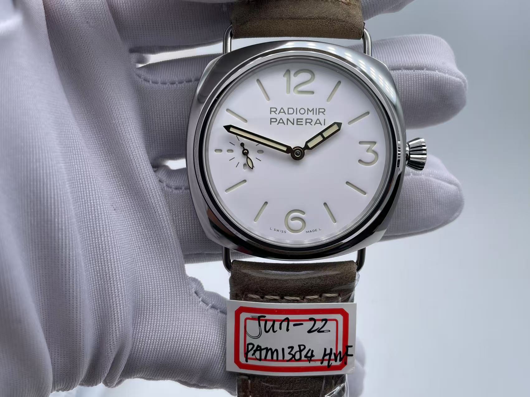 PAM1384 HWF 1:1 Best Edition White Dial On Brown ASSO Leather Strap A6497 $268