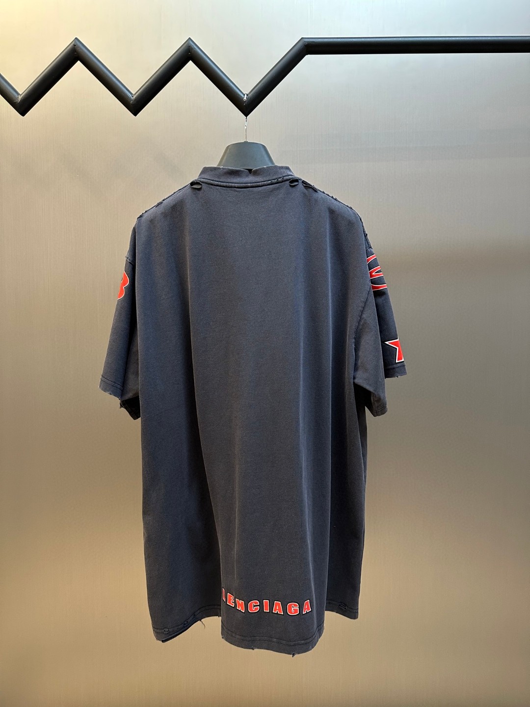 Balenciaga Oversized Distressed Logo Black T-shirt