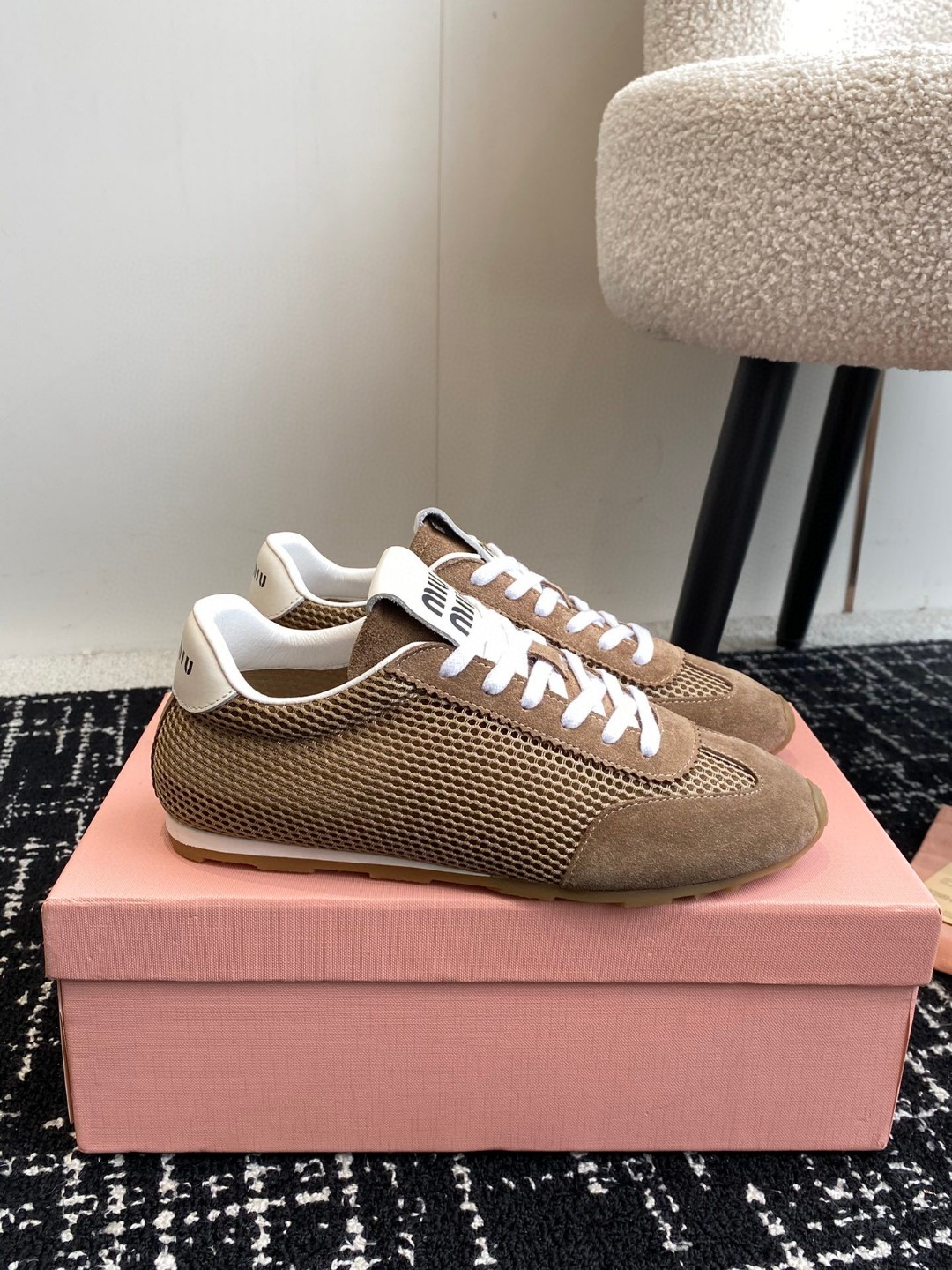 10 July ABF Miu Miu Suede and Mesh Plume Sneaker
