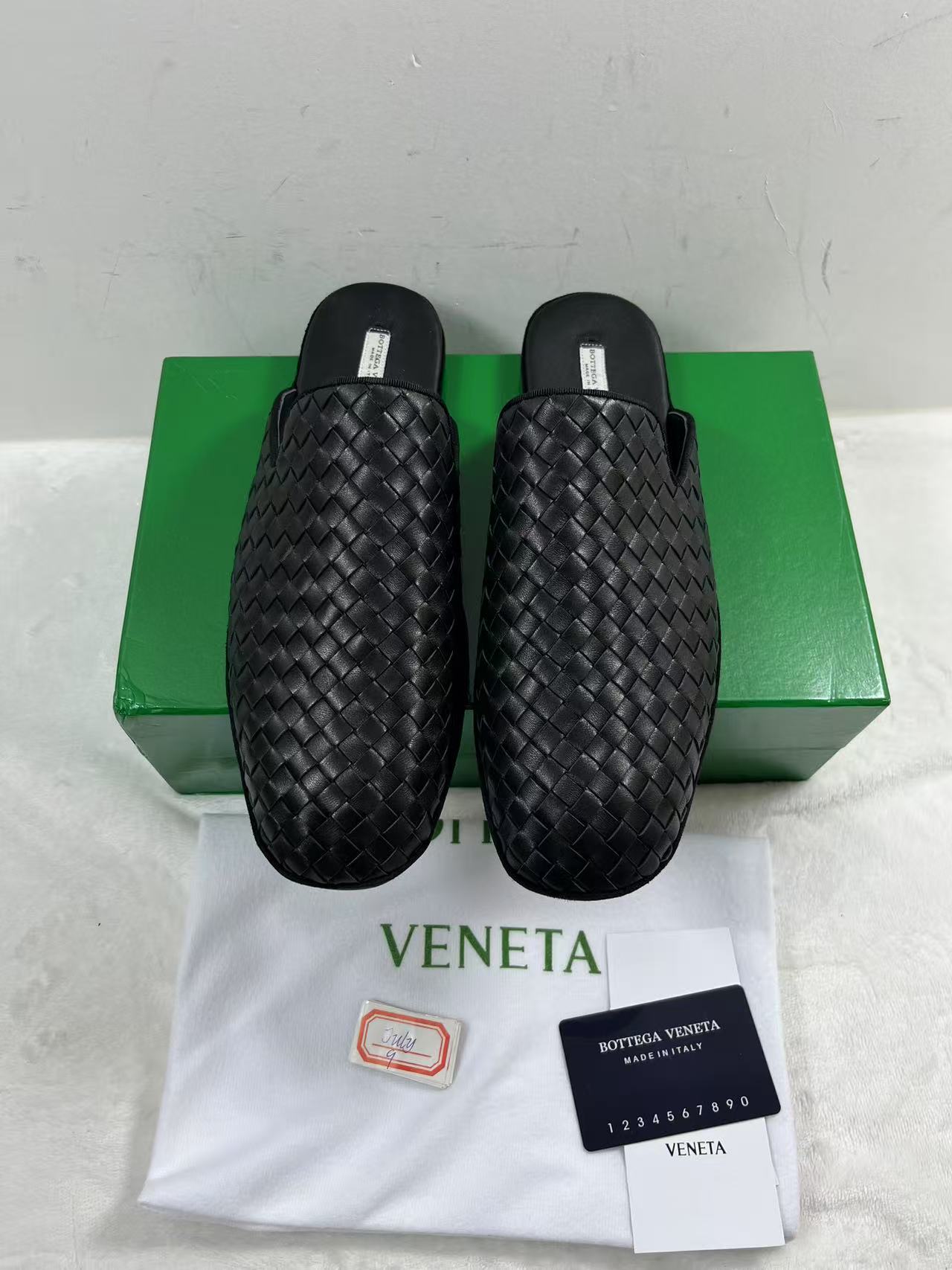 10 July ABQ Bottega Veneta  Checked Pattern Slip-On Mules Sandals