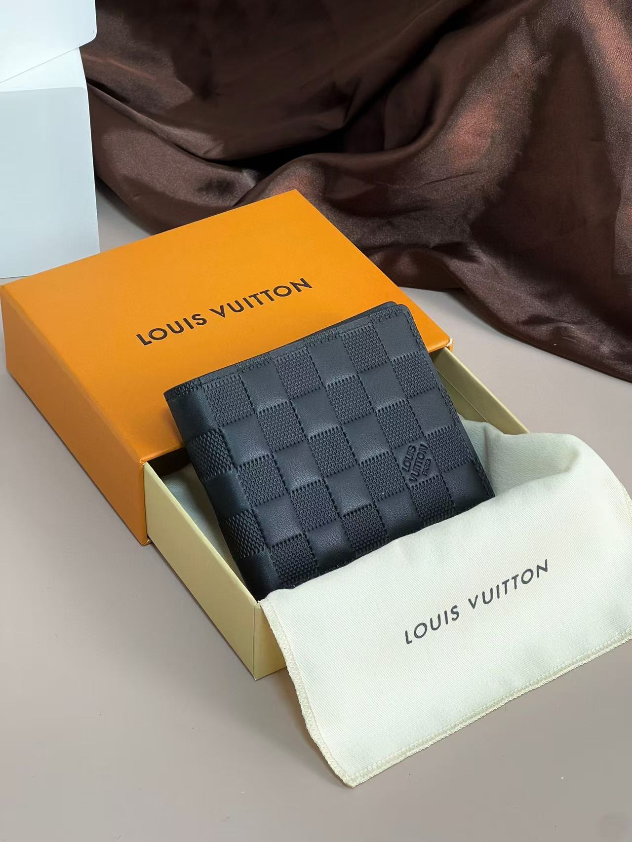 LV N63263 Customizable Slender Damier Infin Black Wallet