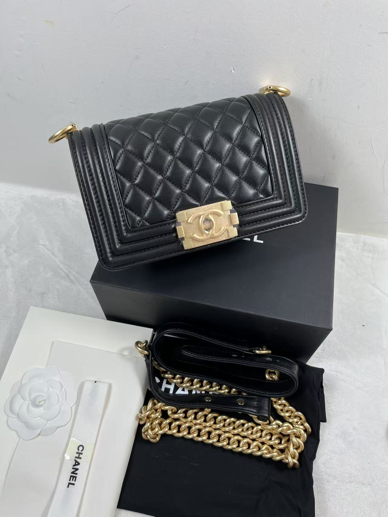 Chanel LeBoy Small Lambskin Black with Gold Hardware