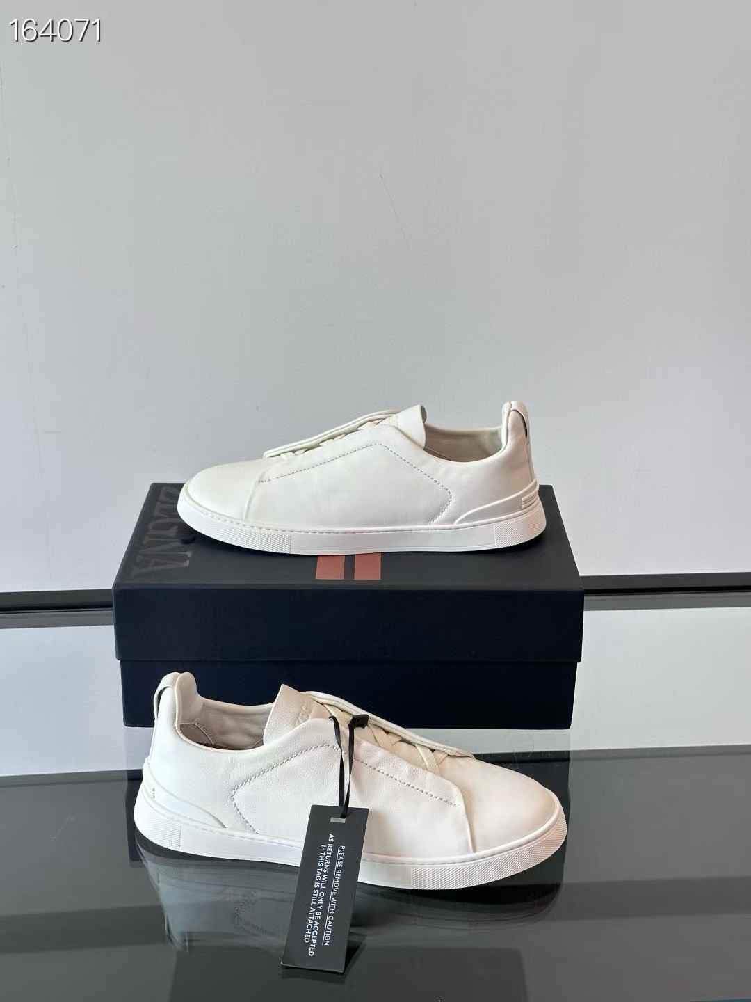 Zegna Triple Stitch Low Cut Sports Shoes White