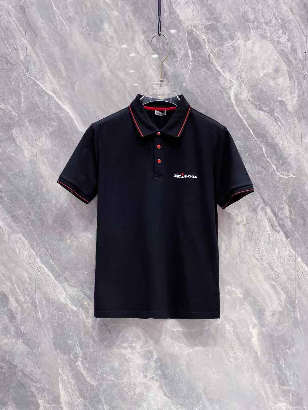 Kiton Black Contrast Polo Shirt Black
