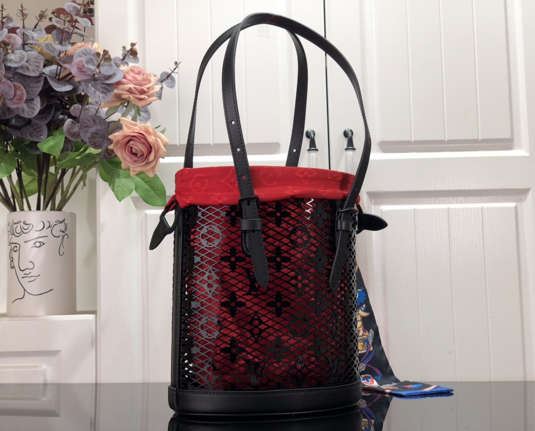 LV Monogram Lace Bucket PM Black