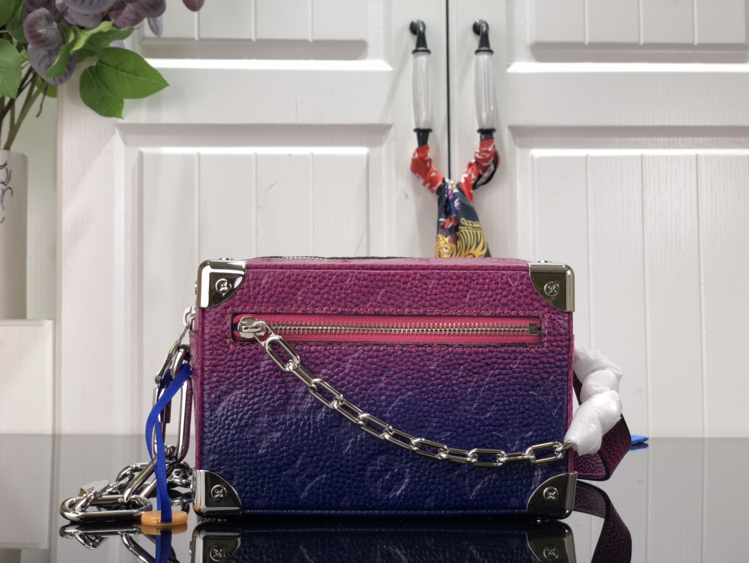 LV MINI SOFT TRUNK M81219 Taurillon Illusion Blue/Pink