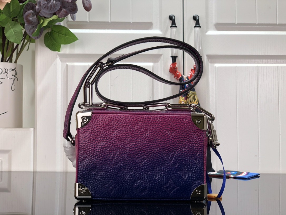LV MINI SOFT TRUNK M81219 Taurillon Illusion Blue/Pink
