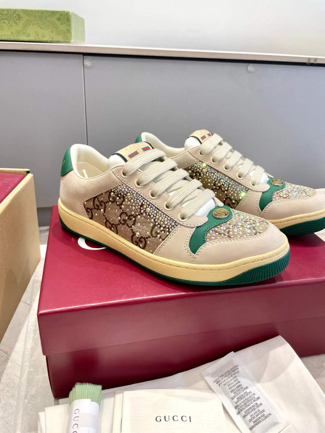 Gucci Women's GG crystal Screener sneaker Green