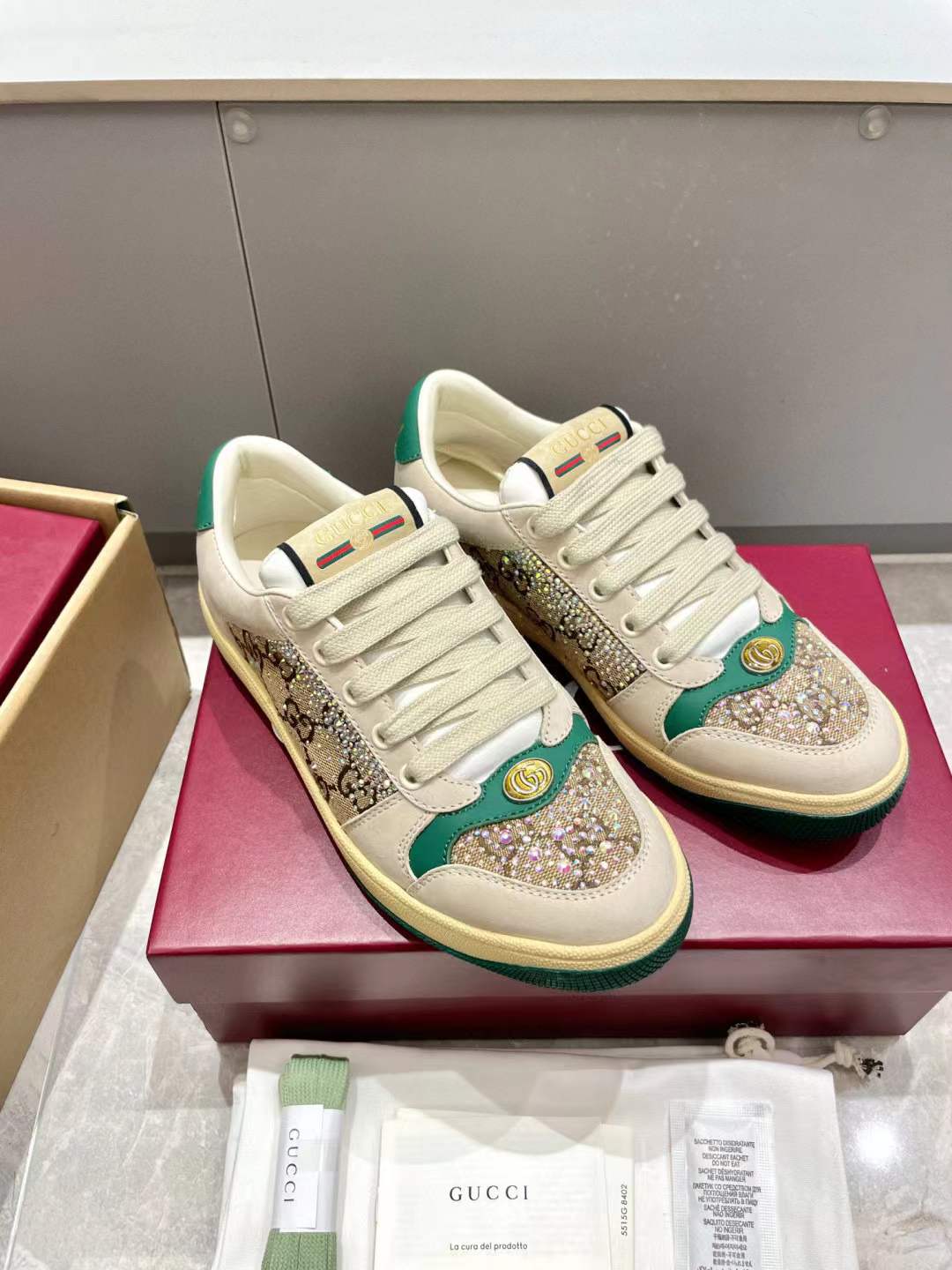 Gucci Women's GG crystal Screener sneaker Green