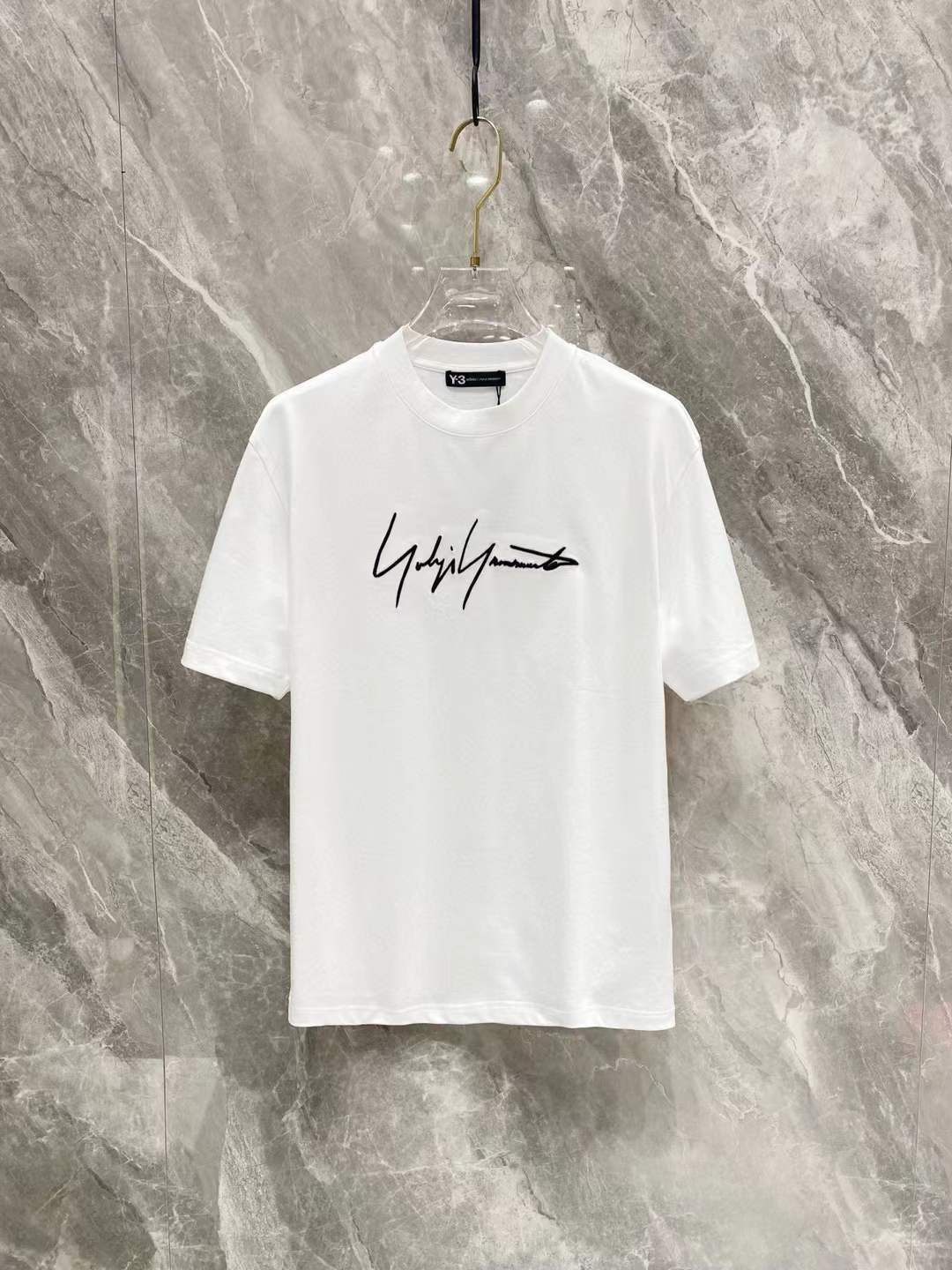 Y-3 Print Men's Casual Tees Short Sleeve Oversized T-Shirt White