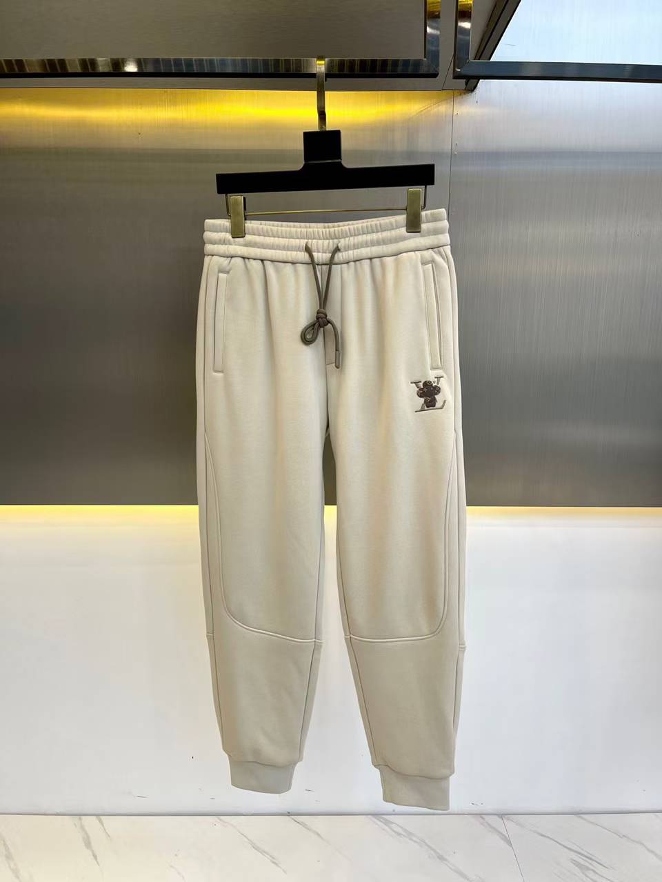 LV EMBOSSED MONOGRAM PRINT IMPORTED WHITE TRACK Pant 1133