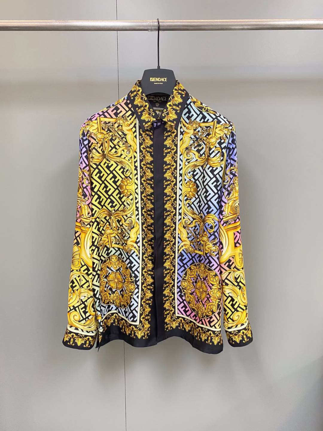 Fendi Versace Baroque FF Medusa Logo Gold men’s Shirt