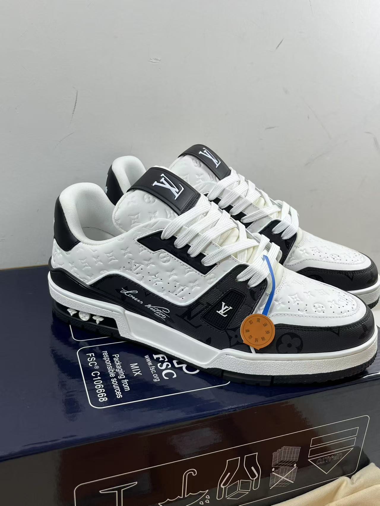 LV Trainer Black White Mini Monogram Sneakers
