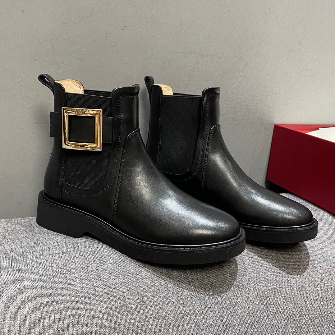 ROGER VIVIER Crystal buckle ankle boots with rubber sole