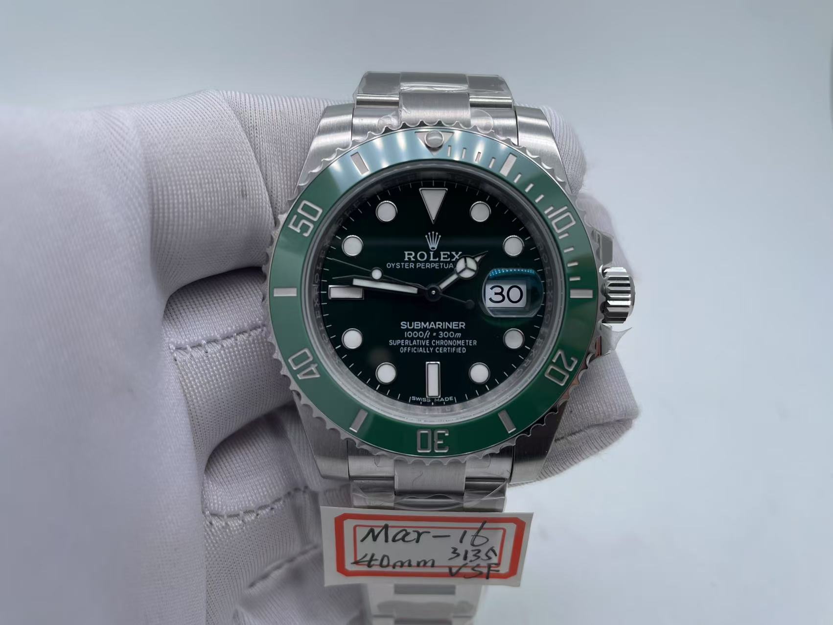 ROLSUB0326 - Submariner 116610LV 904L SS/SS Green VSF VS3135 $498