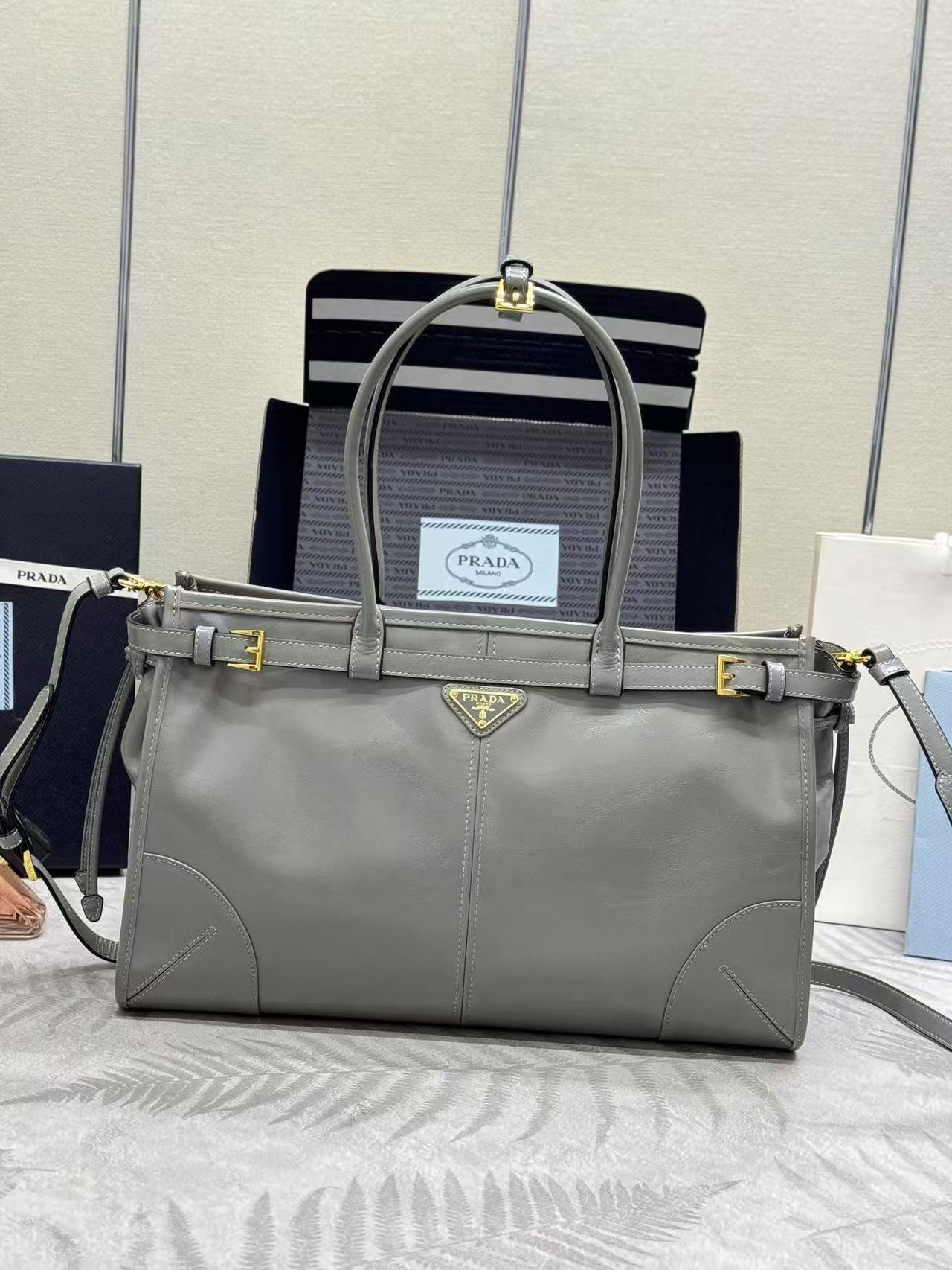 Prada Bonnie Medium Leather Handbag 38cm