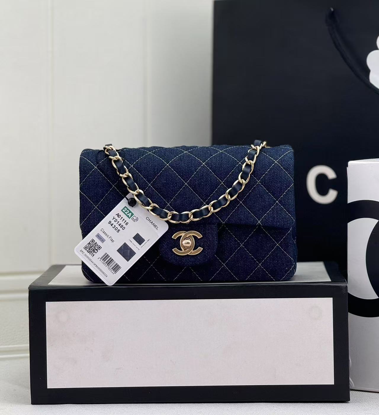 ABF Chanel Denim Mini Flap Shoulder Bag Blue