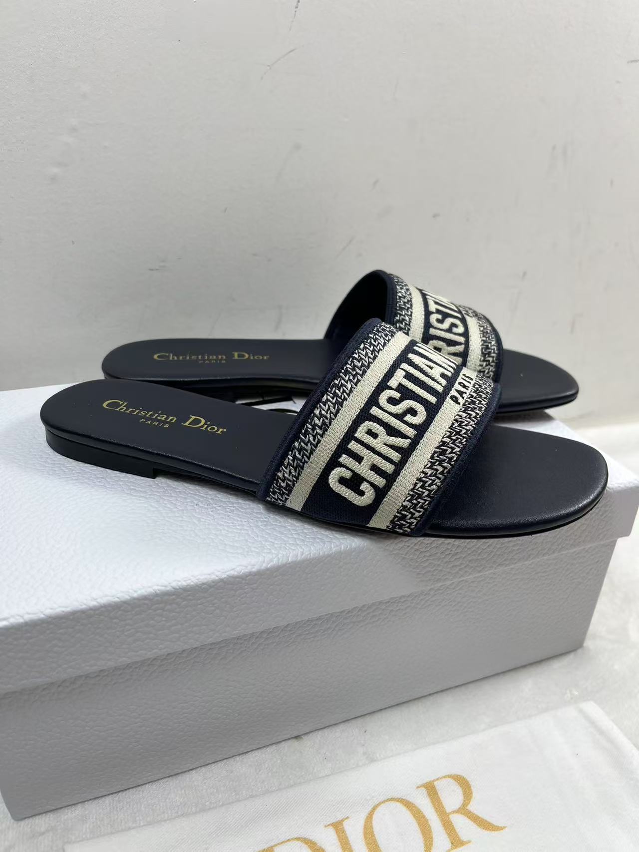 ABQ Christian Dior Dway Slide Sandals Deep Blue