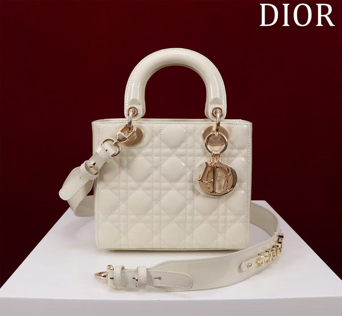 Christian Dior Small Lady Dior My ABCDior Bag Latte Cannage Grained Calfskin